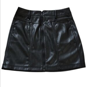 DKNY Black Leather Mini Skirt